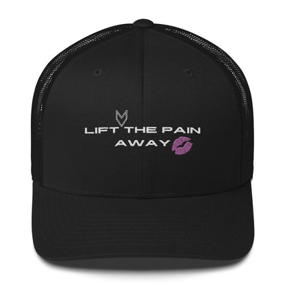 MyVibe “Lift the Pain Away” embroidered trucker hat with mesh back