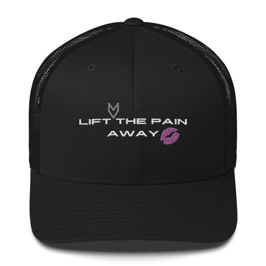 MyVibe “Lift the Pain Away” embroidered trucker hat with mesh back
