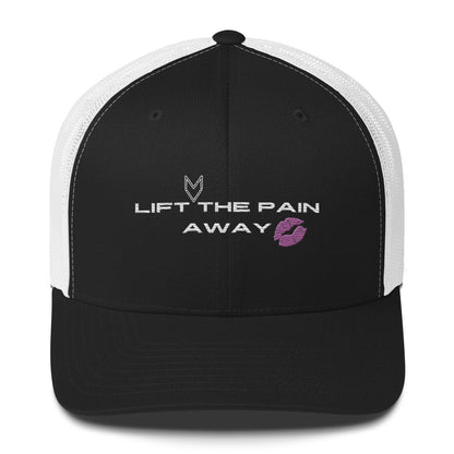 MyVibe “Lift the Pain Away” embroidered trucker hat with mesh back