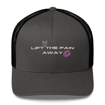 MyVibe “Lift the Pain Away” embroidered trucker hat with mesh back