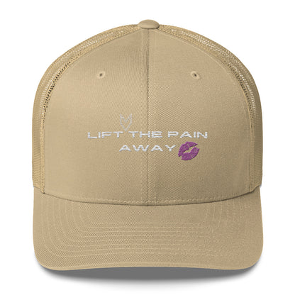 MyVibe “Lift the Pain Away” embroidered trucker hat with mesh back