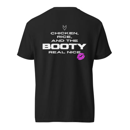 “Chicken, Rice, and the Booty Real Nice” Pump Cover, oversized gym tee by MyVibe Apparel
