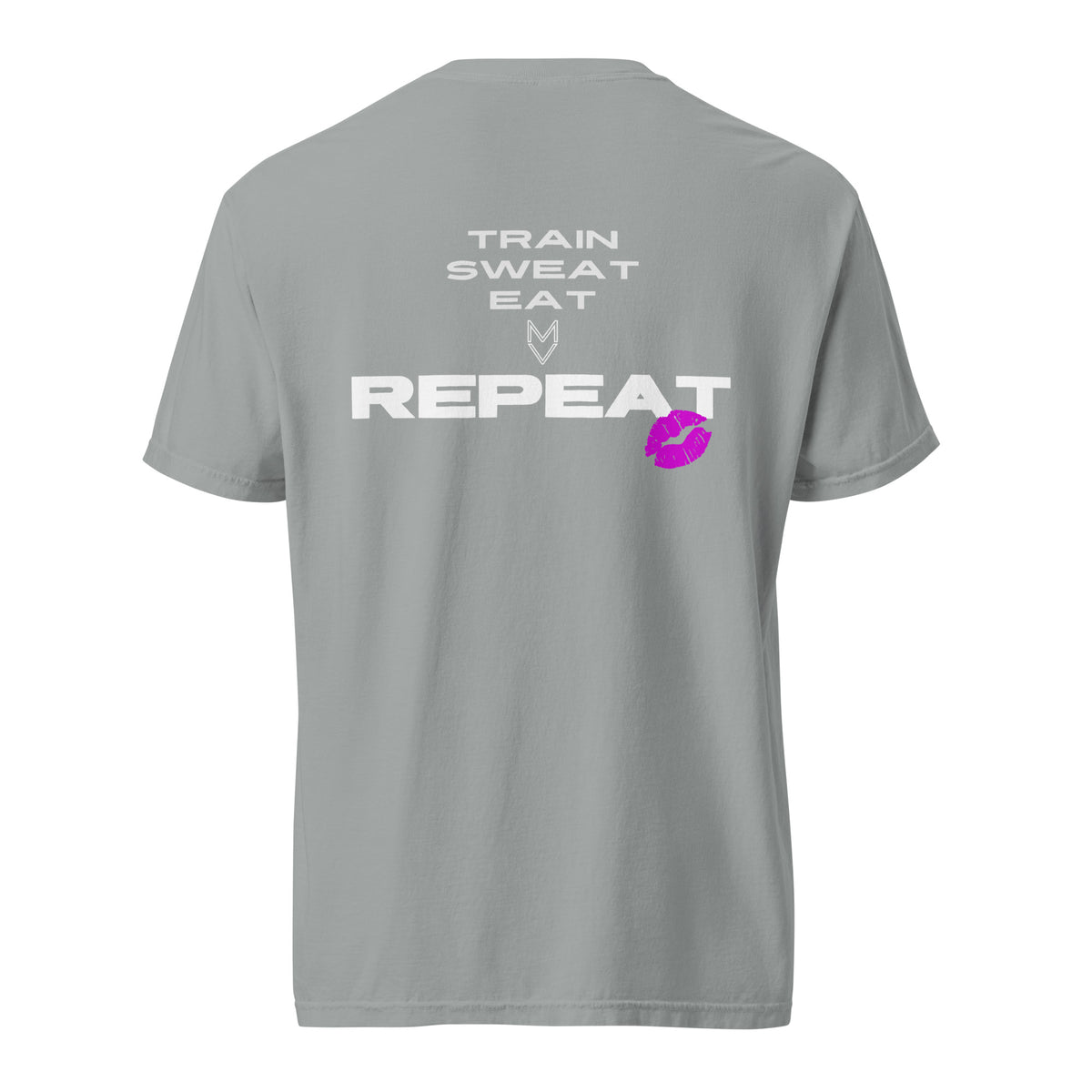 “Train, Sweat, Eat, Repeat” Pump Cover, oversized gym tee by MyVibe Apparel