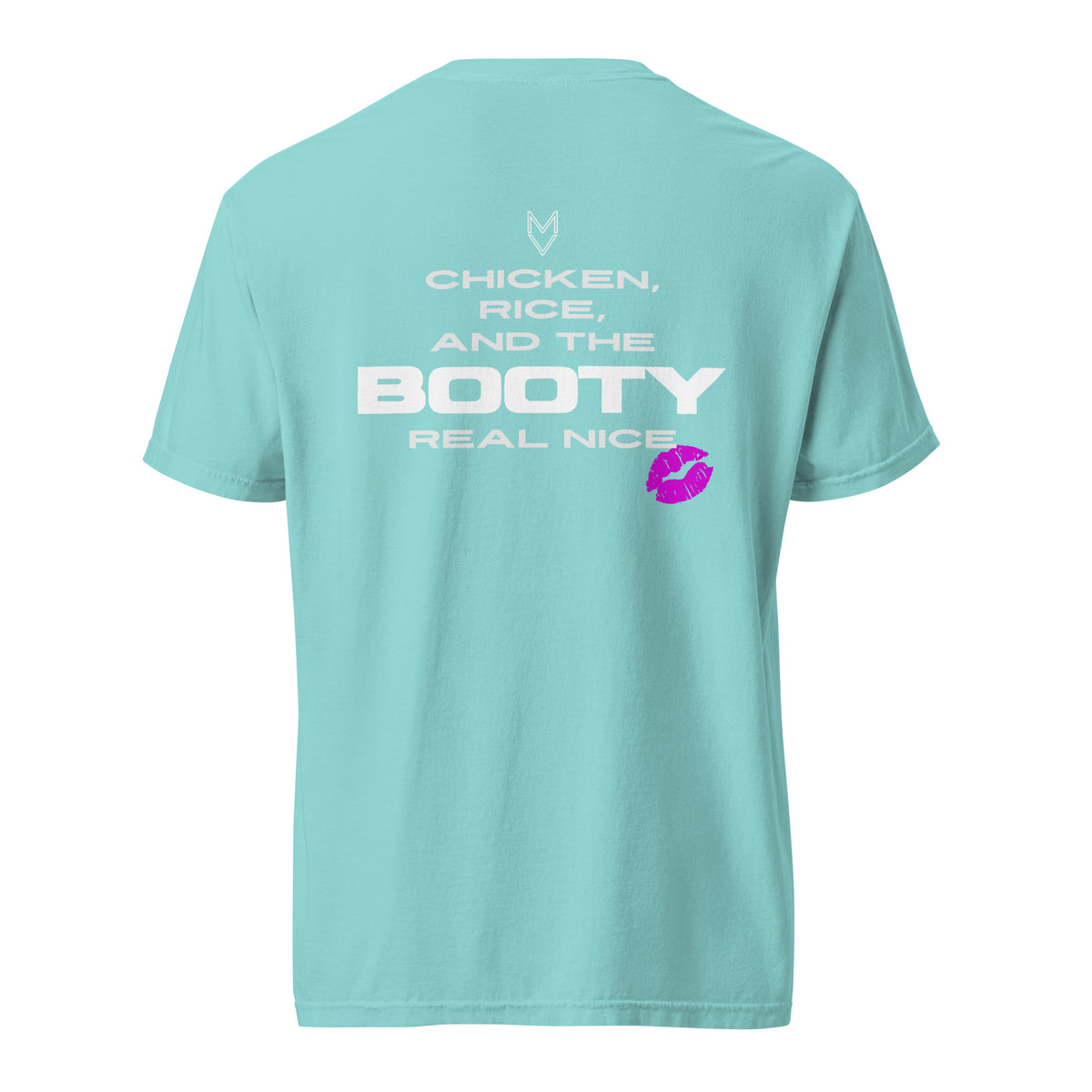 “Chicken, Rice, and the Booty Real Nice” Pump Cover, oversized gym tee by MyVibe Apparel