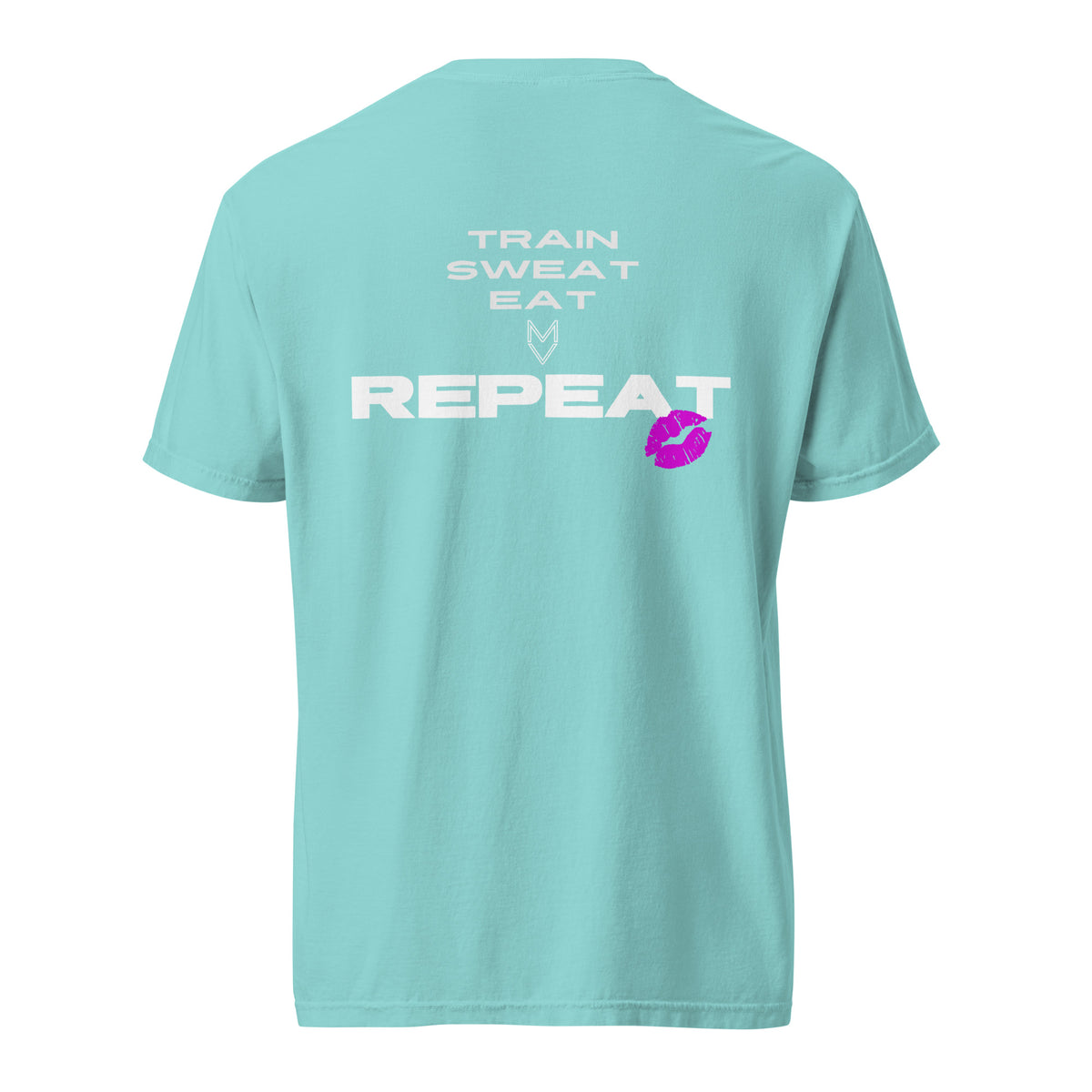 “Train, Sweat, Eat, Repeat” Pump Cover, oversized gym tee by MyVibe Apparel