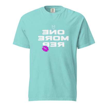 “One More Rep” Mirror Print Pump Cover, reverse-printed gym tee by MyVibe Apparel