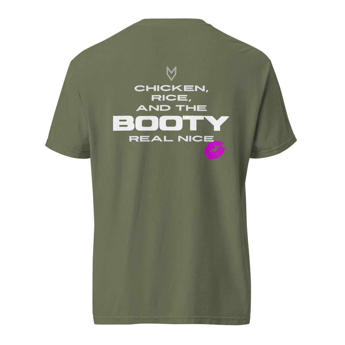 “Chicken, Rice, and the Booty Real Nice” Pump Cover, oversized gym tee by MyVibe Apparel