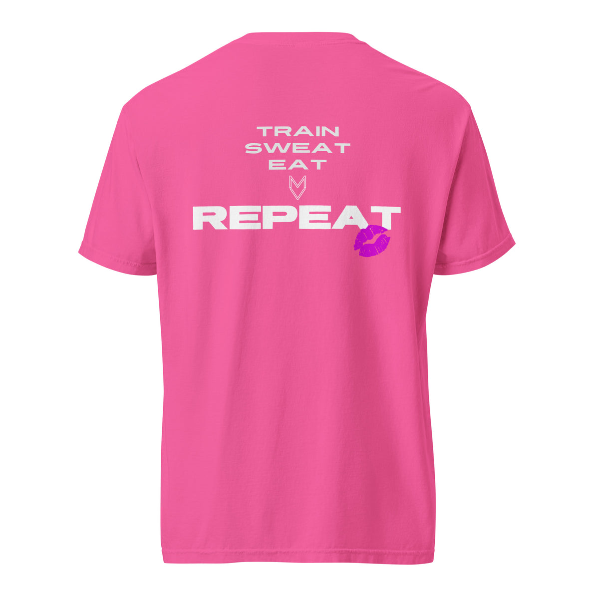 “Train, Sweat, Eat, Repeat” Pump Cover, oversized gym tee by MyVibe Apparel