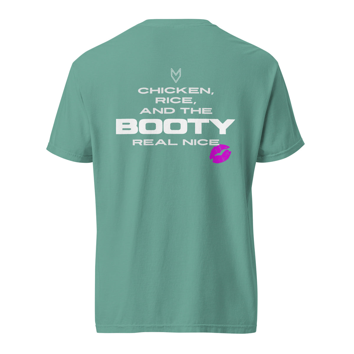 “Chicken, Rice, and the Booty Real Nice” Pump Cover, oversized gym tee by MyVibe Apparel