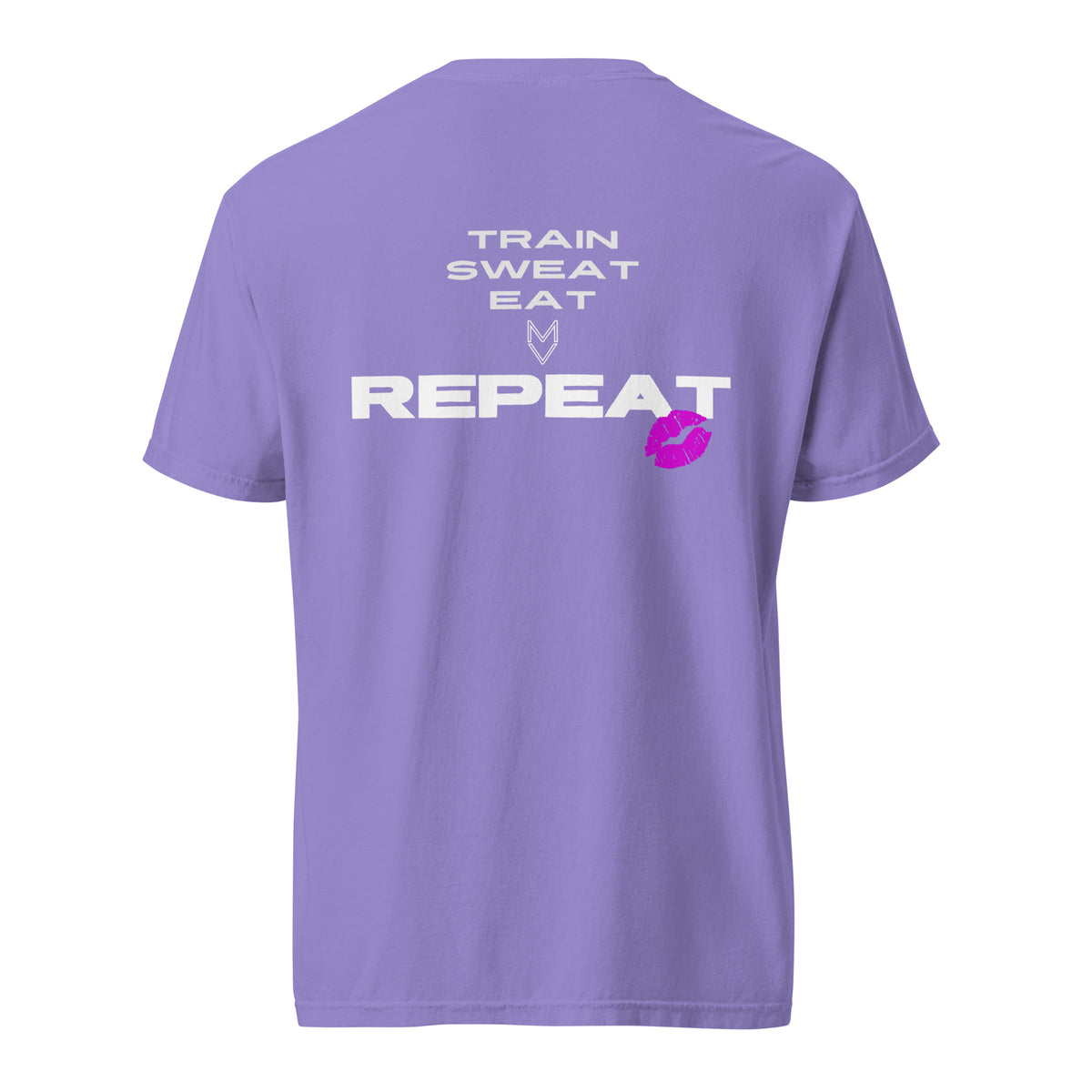 “Train, Sweat, Eat, Repeat” Pump Cover, oversized gym tee by MyVibe Apparel